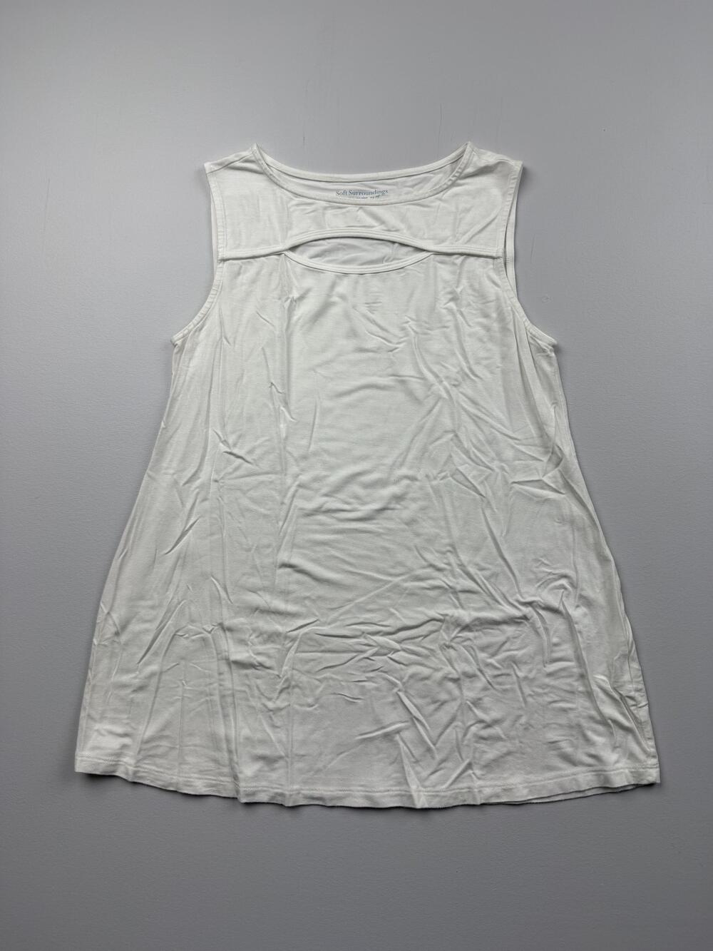 Soft Surroundings Tank Top Womens Medium White Scoop Neck Sleeveless Tunic